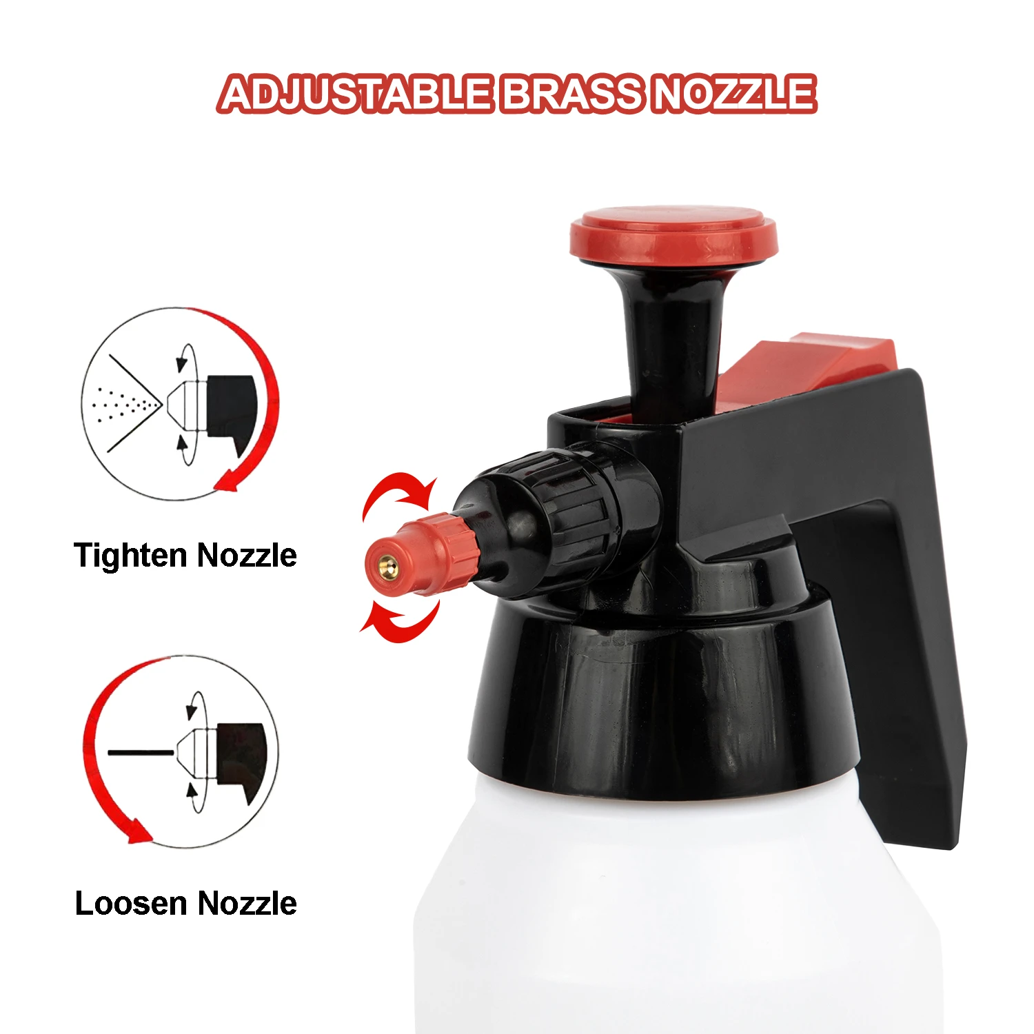 Pulverizador de solvente Industrial de 1L con boquilla ajustable, pulverizador de presi&oacute;n de solvente para el cuidado del coche, mantenimiento Industrial (rojo)