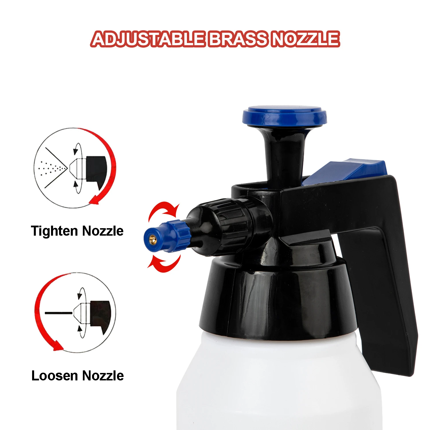 Pulverizador a presi&oacute;n de disolvente de alta resistencia, 1L, con boquilla ajustable para el cuidado del coche, mantenimiento Industrial (azul)