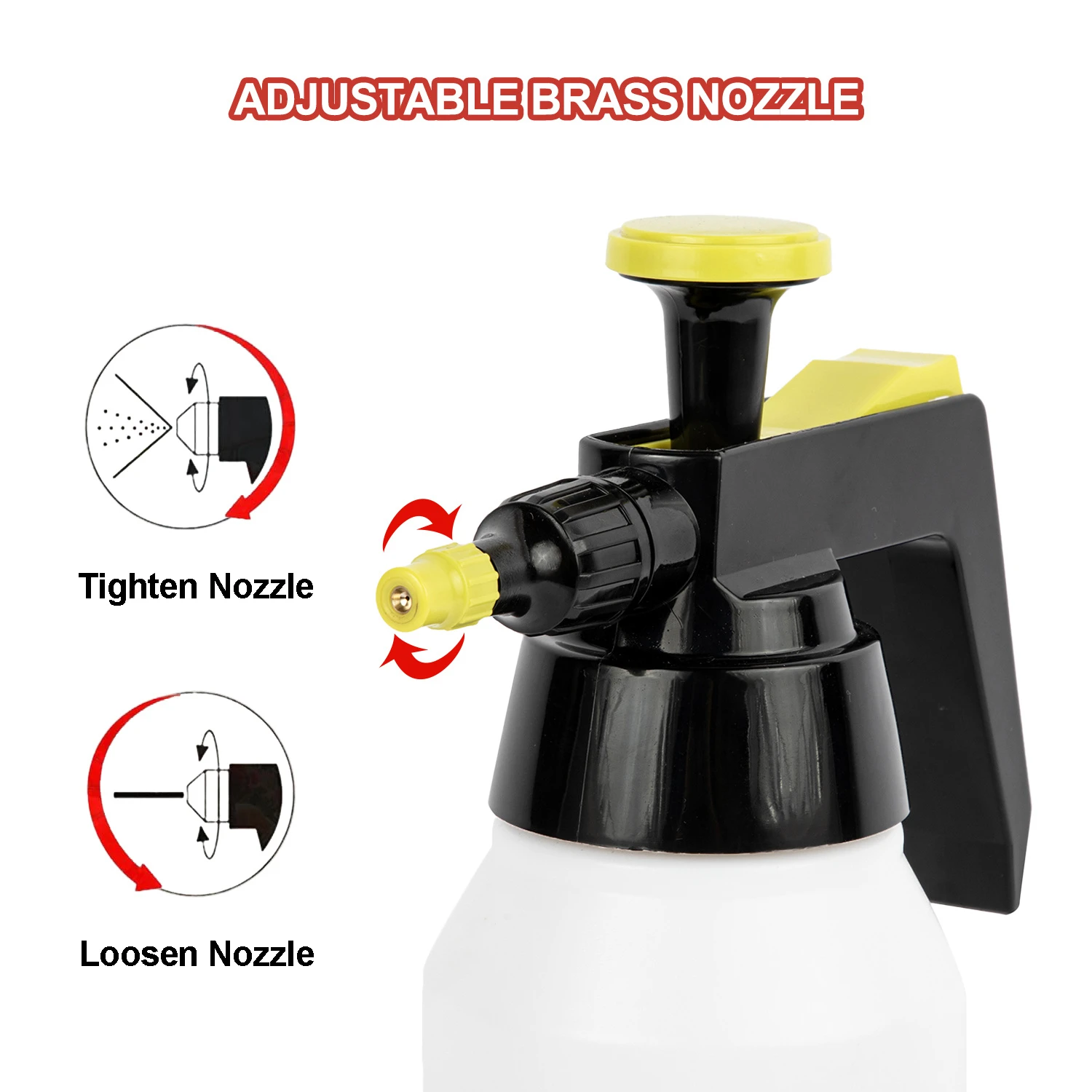 Pulverizador a presi&oacute;n de disolvente Industrial de 1L con boquilla ajustable para el mantenimiento Industrial del cuidado del coche (amarillo)