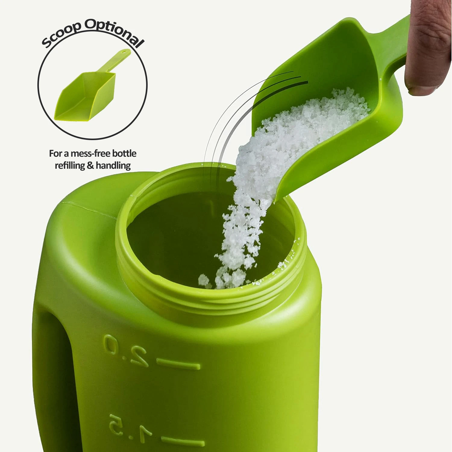 Botella esparcidora de mano de 2L con tama&ntilde;os de apertura ajustables para semillas de c&eacute;sped, esparcidor de alimentaci&oacute;n y hierba derretida con hielo