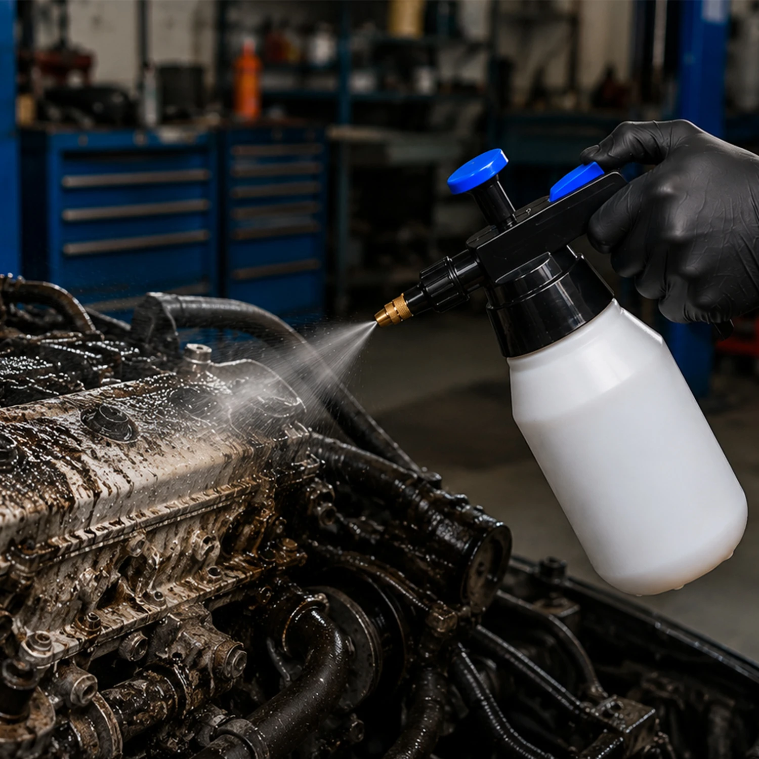 Pulverizador a presi&oacute;n de disolvente de 1,5 l con boquilla de lat&oacute;n para limpieza industrial y automotriz