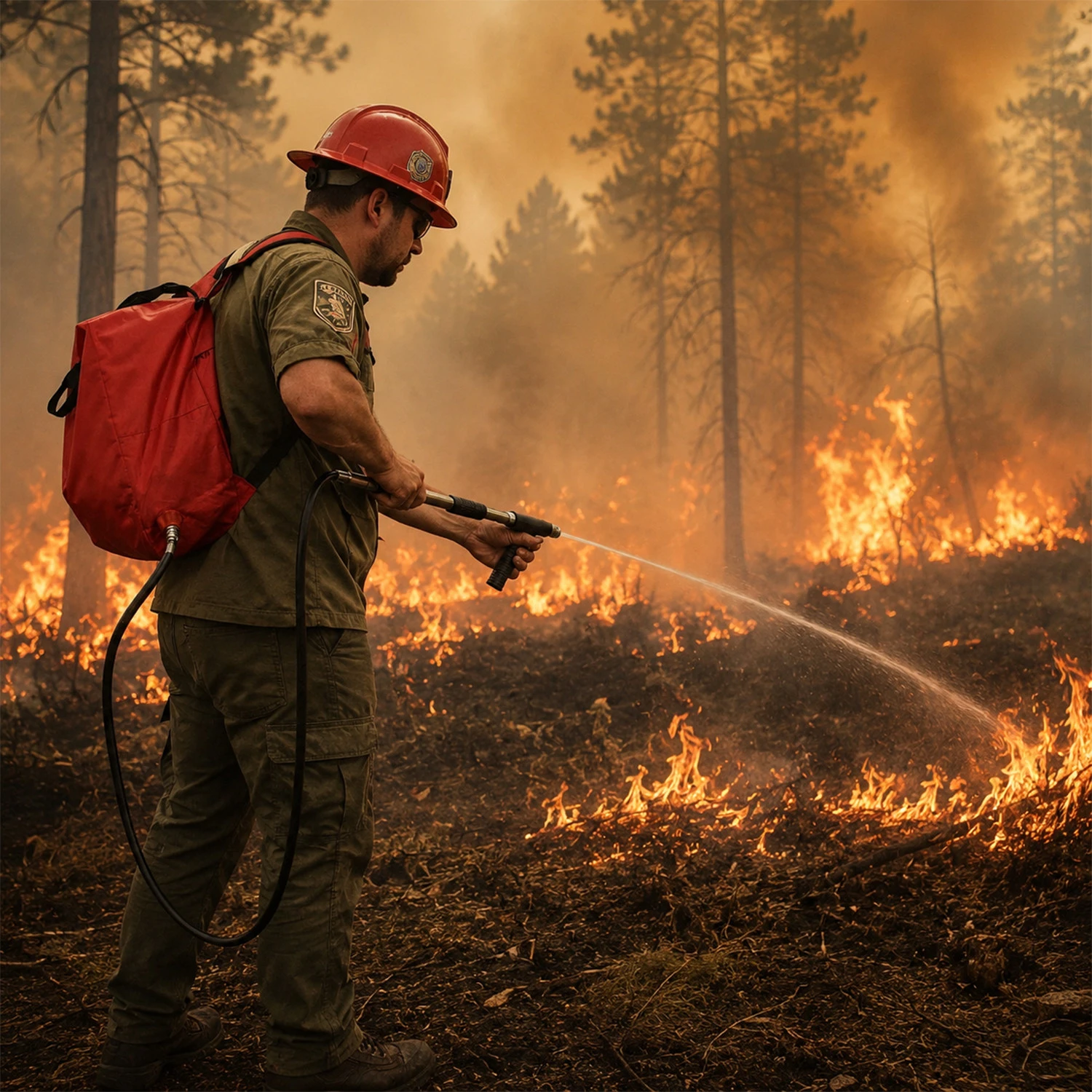 Mochila de doble capa de 20L para extinci&oacute;n de incendios, para respuesta a incendios forestales y de emergencia