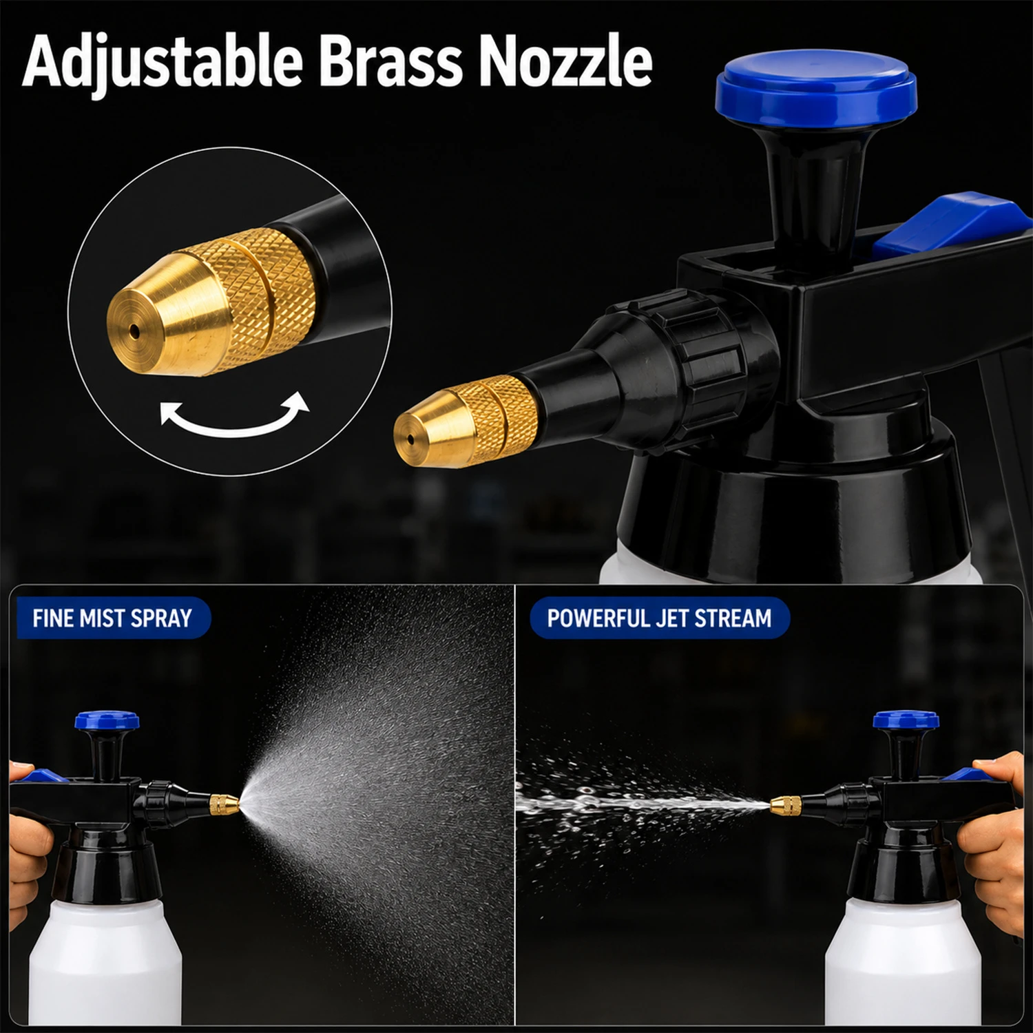 Pulverizador a presi&oacute;n de disolvente de 1,5 l con boquilla de lat&oacute;n para limpieza industrial y automotriz