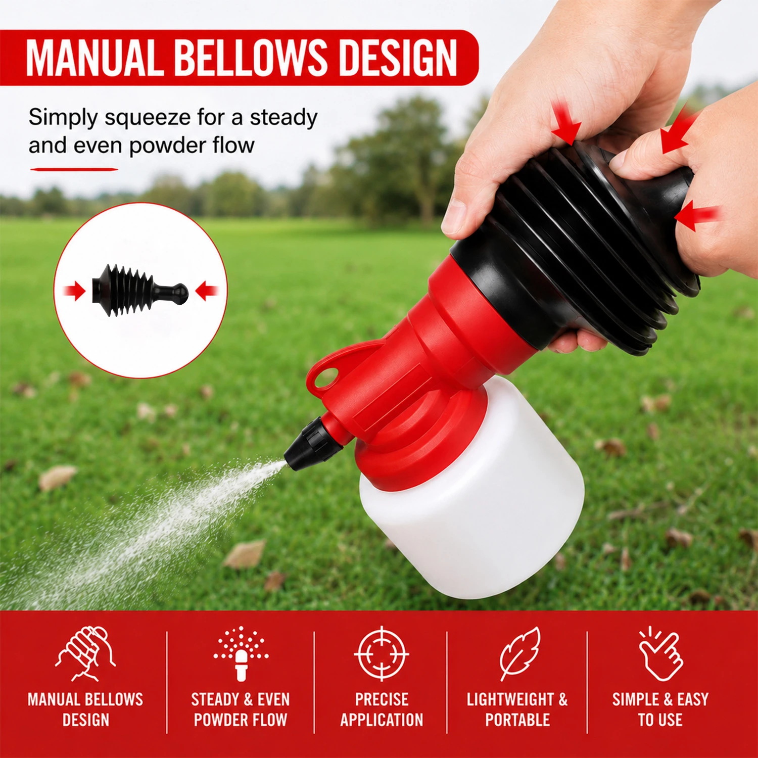 Plumero del polvo de la bomba de mano con 5 bocas para el control de plagas al aire libre interior