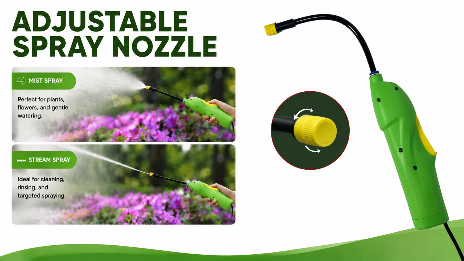 Rociador de gatillo a batería con varilla desmontable para spray para matar malezas y césped de jardín