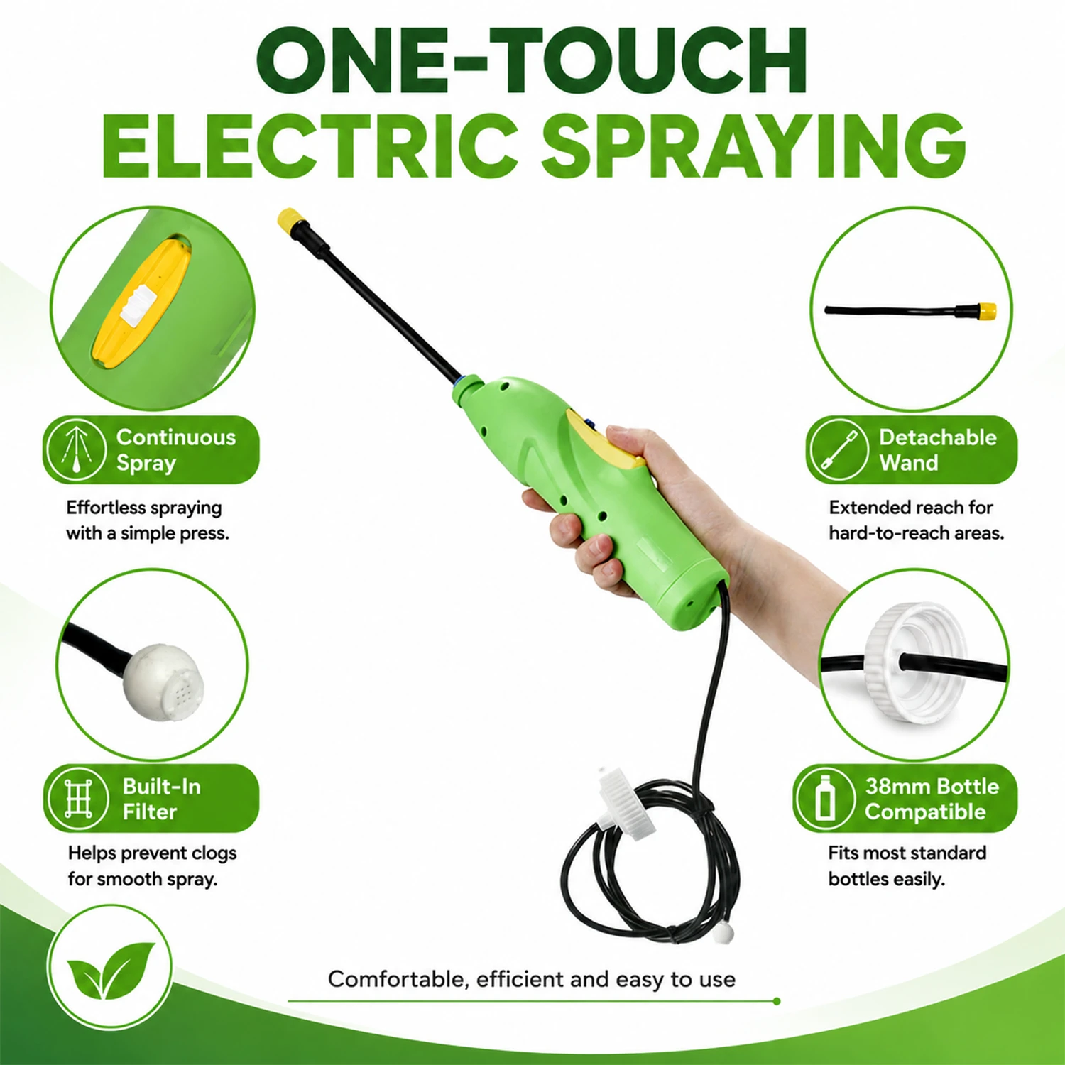 Rociador de gatillo a bater&iacute;a con varilla desmontable para spray para matar malezas y c&eacute;sped de jard&iacute;n