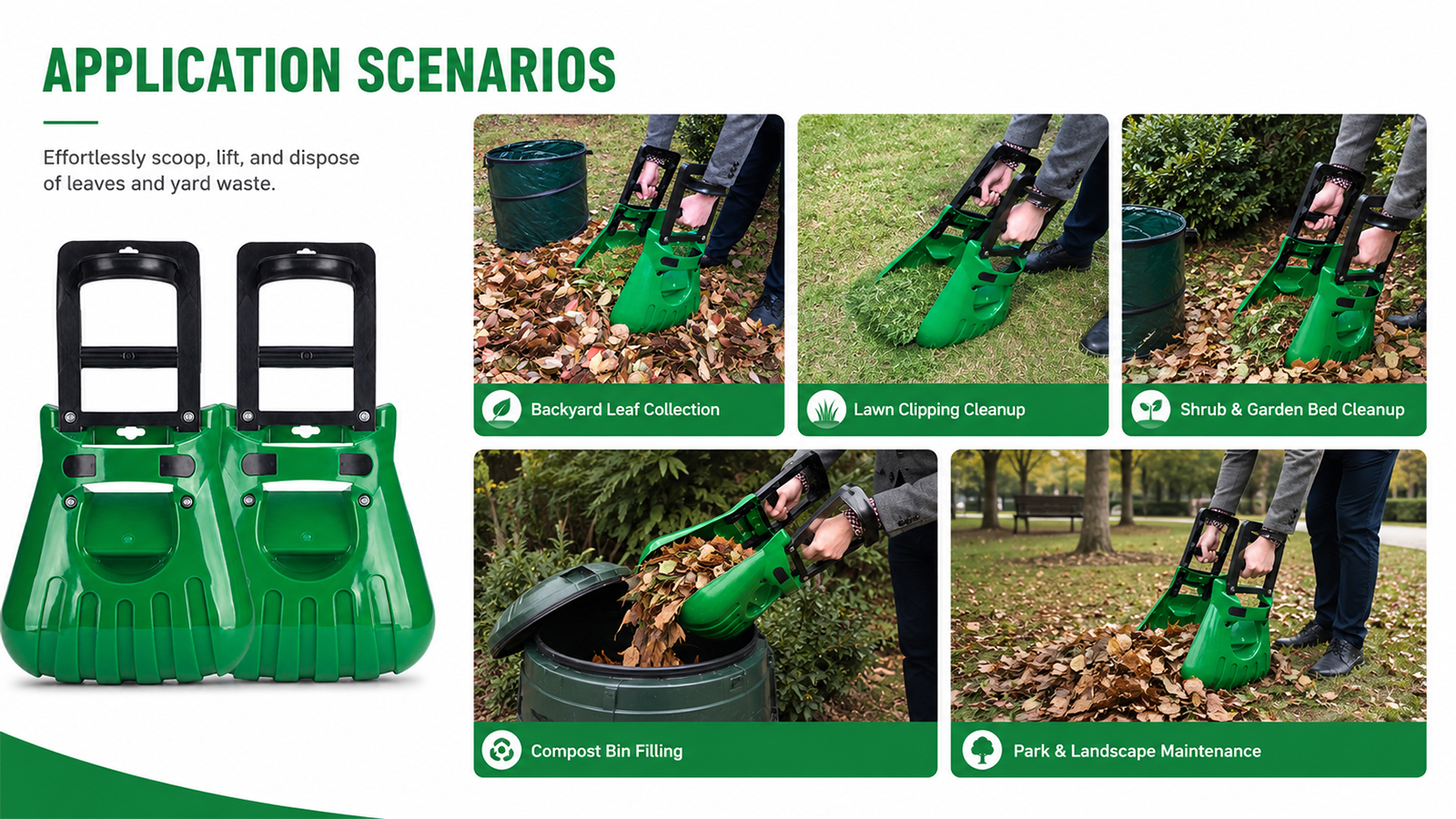 Herramienta extra grande para agarrar hojas de jardín, recortes de hierba y desechos de jardín