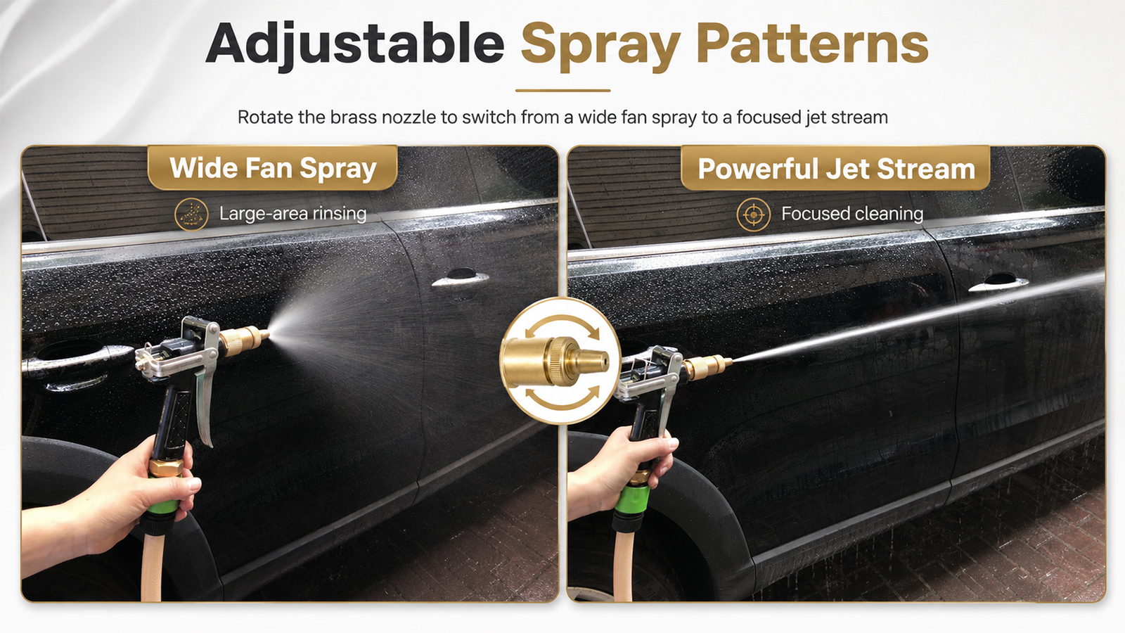 Pistola pulverizadora con boquilla ajustable para lavado de coches, riego de jardines y limpieza de exteriores