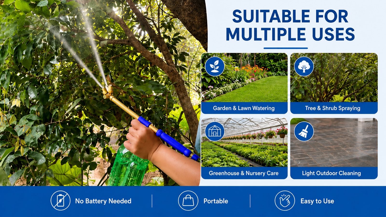 Pulverizador Flit de doble boquilla extendido para control de plagas en jardinería y limpieza ligera